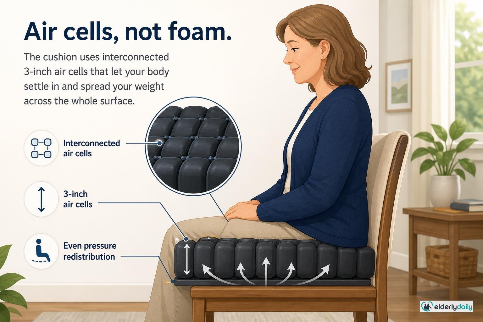 Illustration for Roho Mosaic Seat Cushion Review: Best for Pressure-Sore Risk (2026): Air cells, not foam