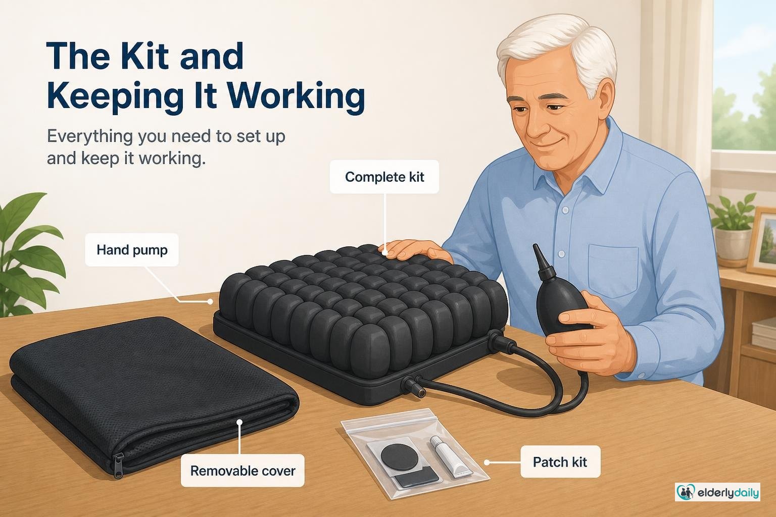 Illustration for Roho Mosaic Seat Cushion Review: Best for Pressure-Sore Risk (2026): The kit and keeping it working