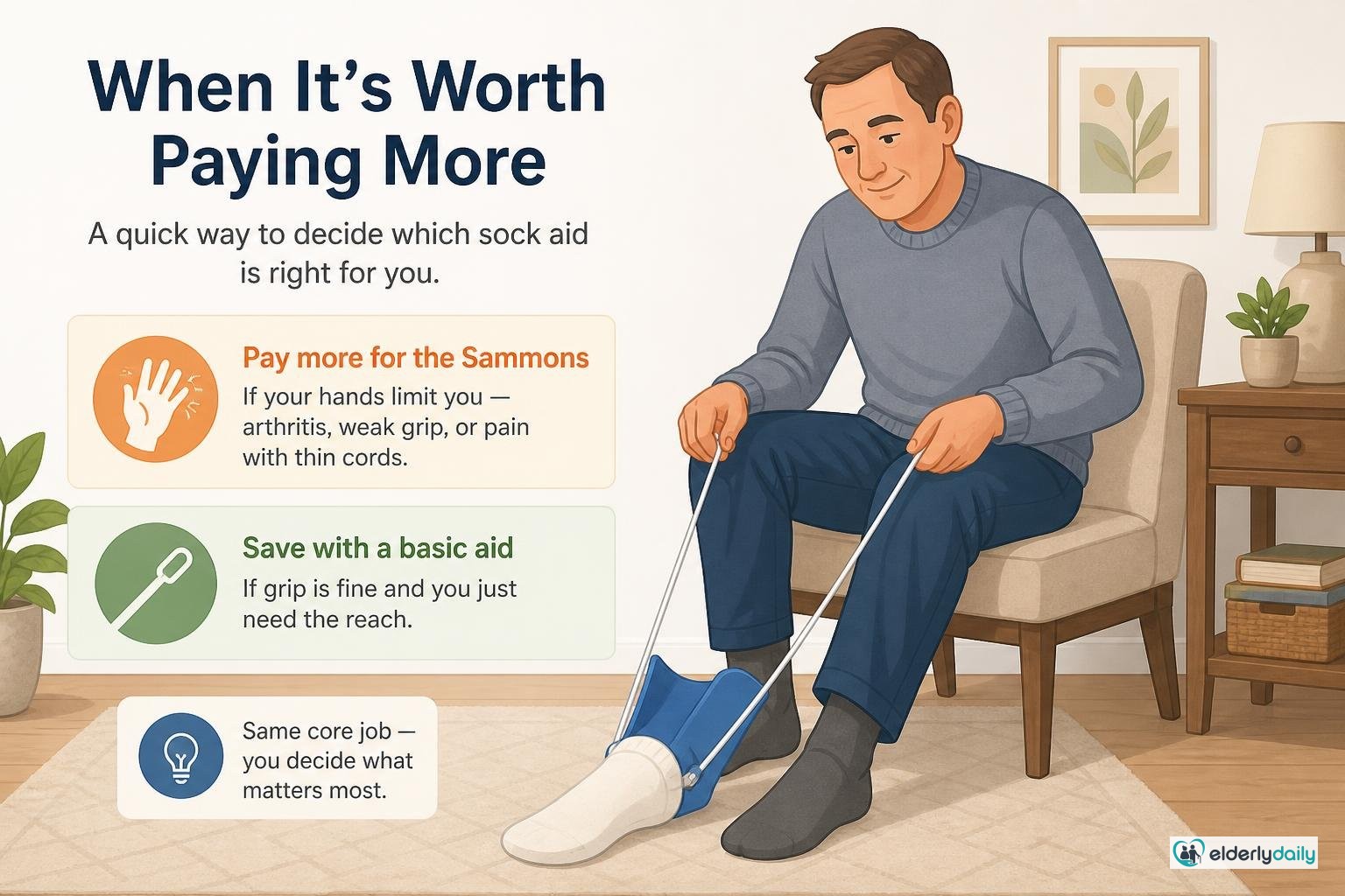 Illustration for Sammons Preston Sock Aid Review: Best Sock Aid for Arthritis & Weak Grip (2026): When it's worth paying more