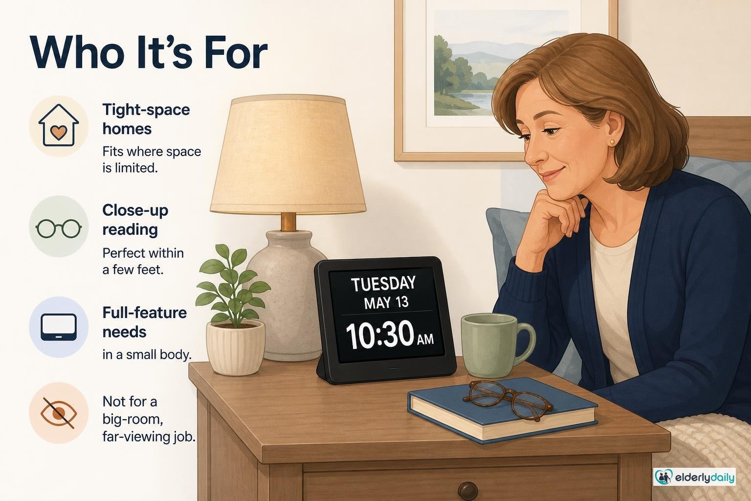 Illustration for SSYA 7-Inch Day Clock Review: Best Compact Dementia Clock (2026): Who it's for