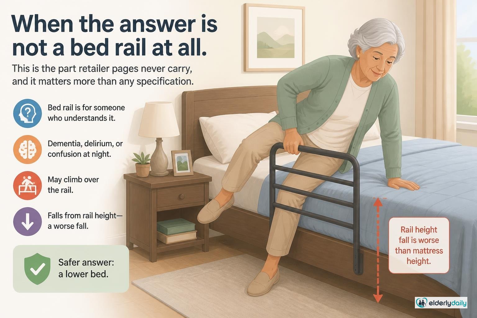 Illustration for Stander EZ Adjust Bed Rail Review: When the answer is not a bed rail at all