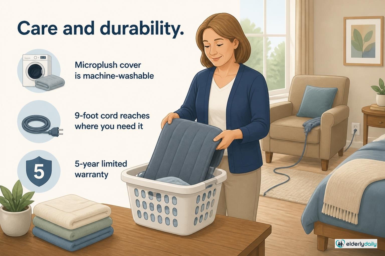 Illustration for Sunbeam XpressHeat XL Review: Best Heating Pad for Arthritis (2026): Care and durability