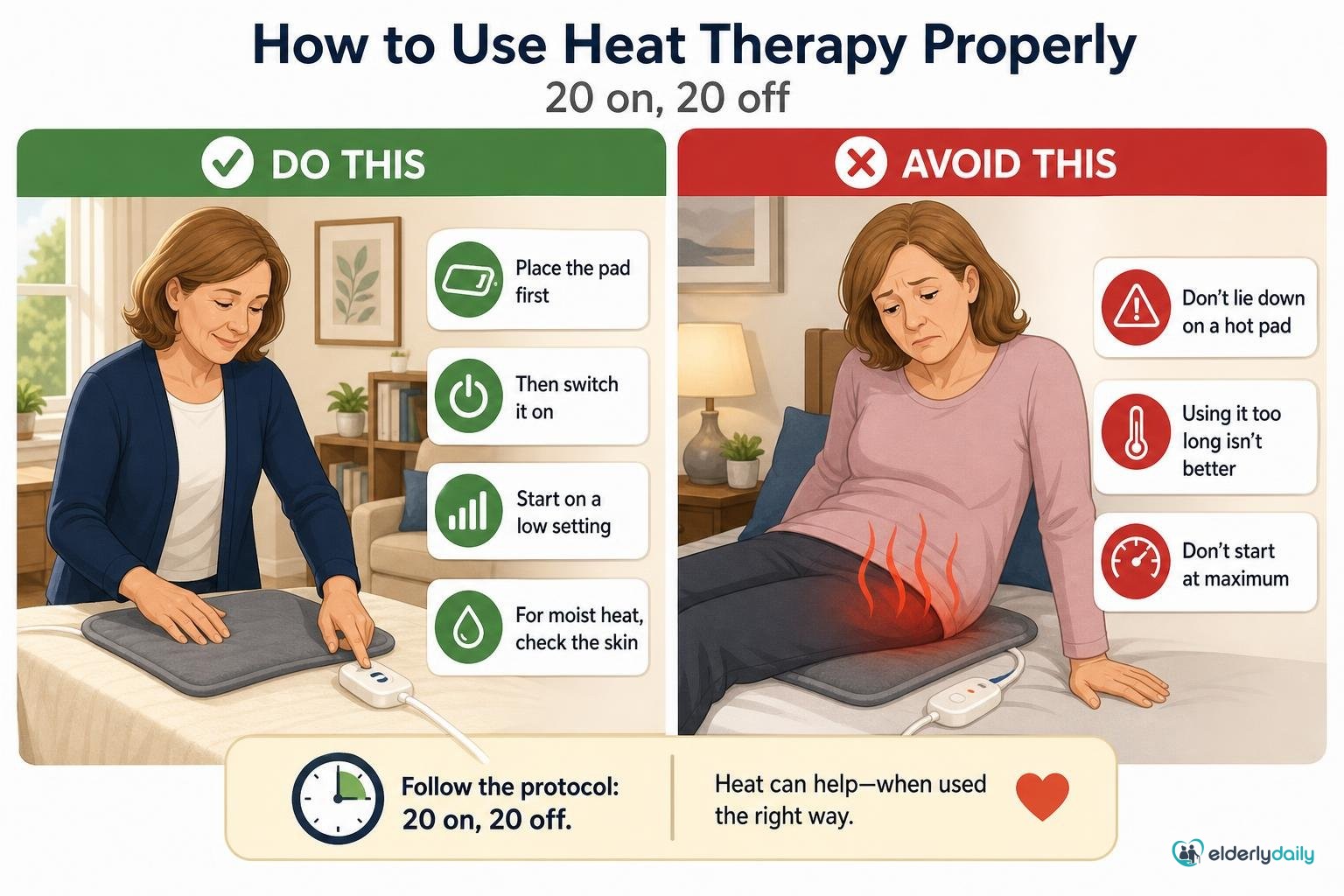Illustration for Sunbeam XpressHeat XL Review: Best Heating Pad for Arthritis (2026): How to use it properly (20 on, 20 off)