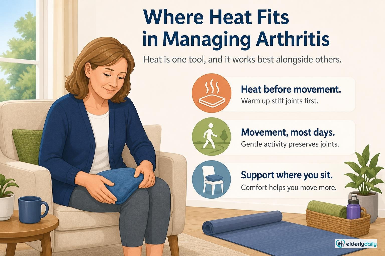 Illustration for Sunbeam XpressHeat XL Review: Best Heating Pad for Arthritis (2026): Where heat fits in managing arthritis