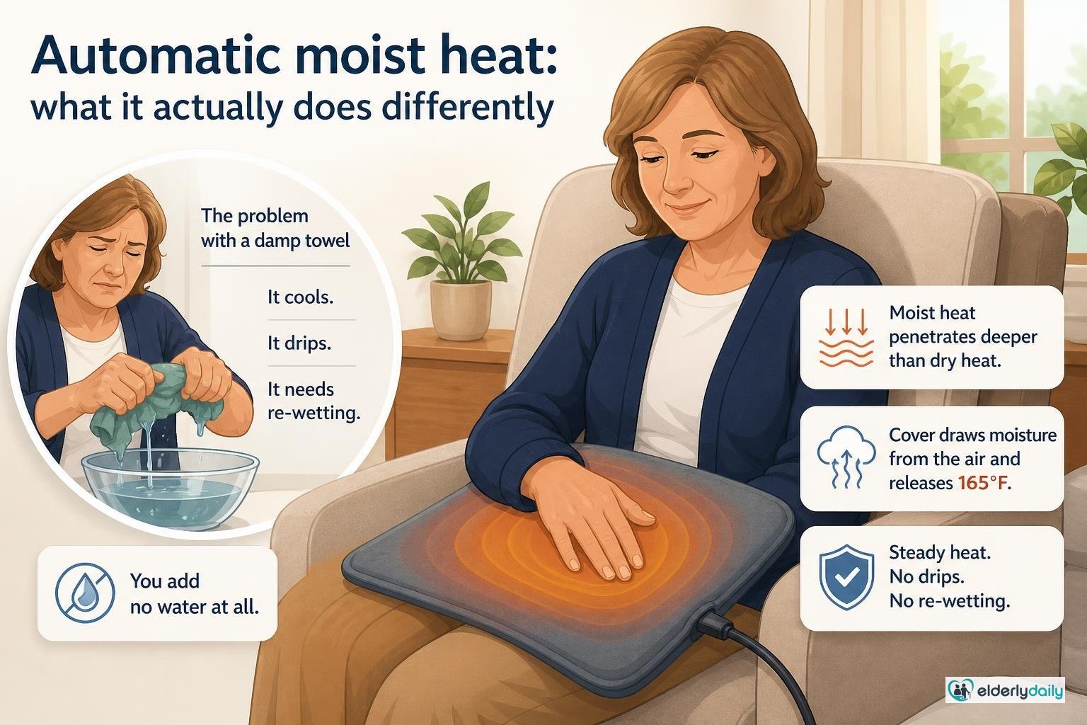 Illustration for Thermophore MaxHEAT Review: Best Moist Heating Pad for Arthritis (2026): Automatic moist heat: what it actually does differently