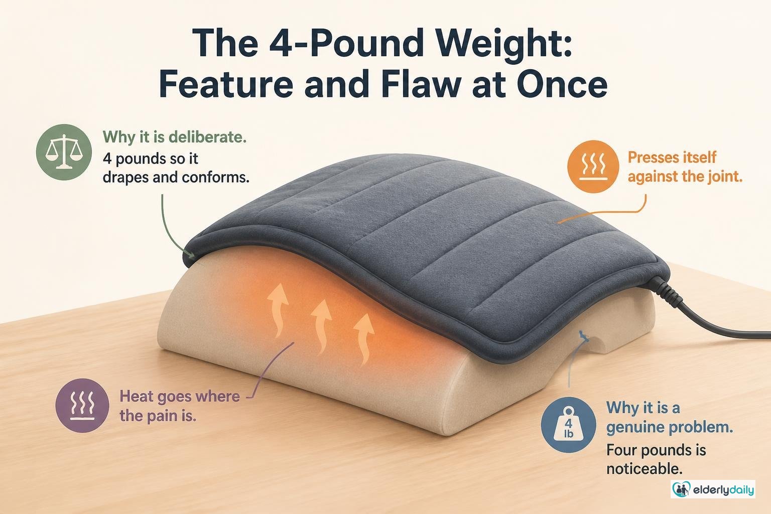 Illustration for Thermophore MaxHEAT Review: Best Moist Heating Pad for Arthritis (2026): The 4-pound weight: feature and flaw at once
