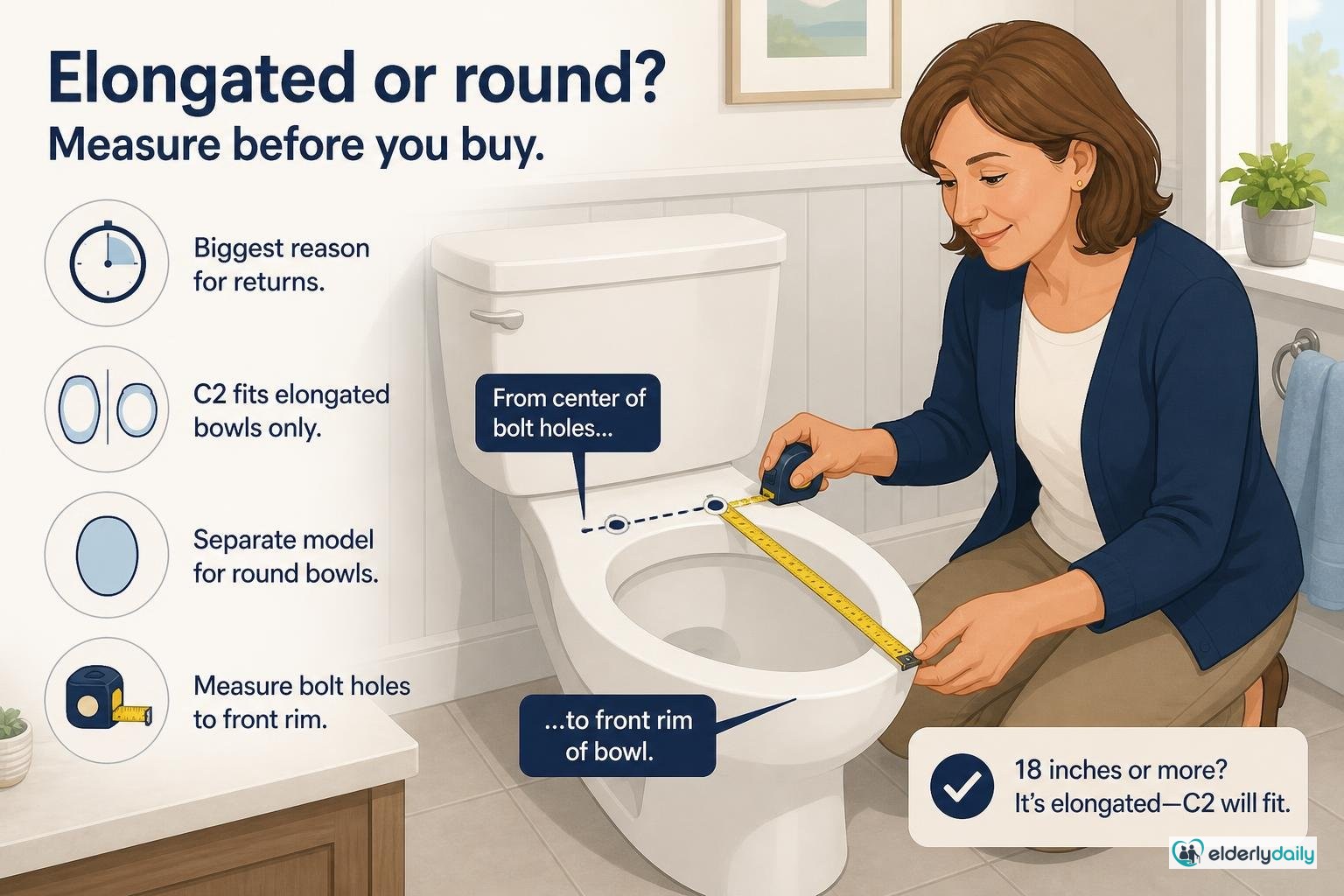 Illustration for TOTO Washlet C2 Review (2026): Fit, Controls & Setup: Elongated or round? Measure before you buy