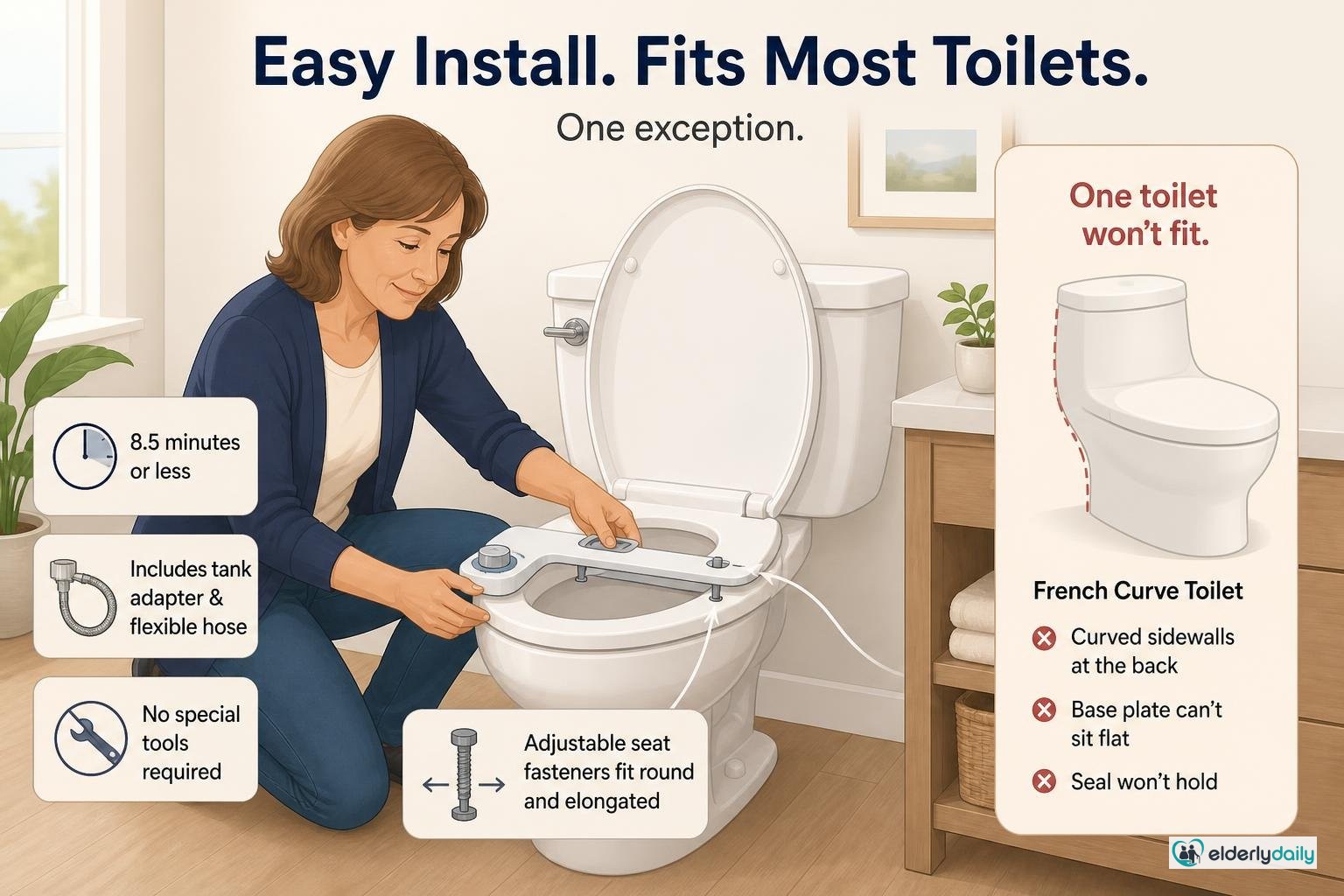 Illustration for TUSHY Classic 3.0 Review (2026): Fit, Controls & Setup: Installation: TUSHY's numbers, and the one toilet shape it won't fit