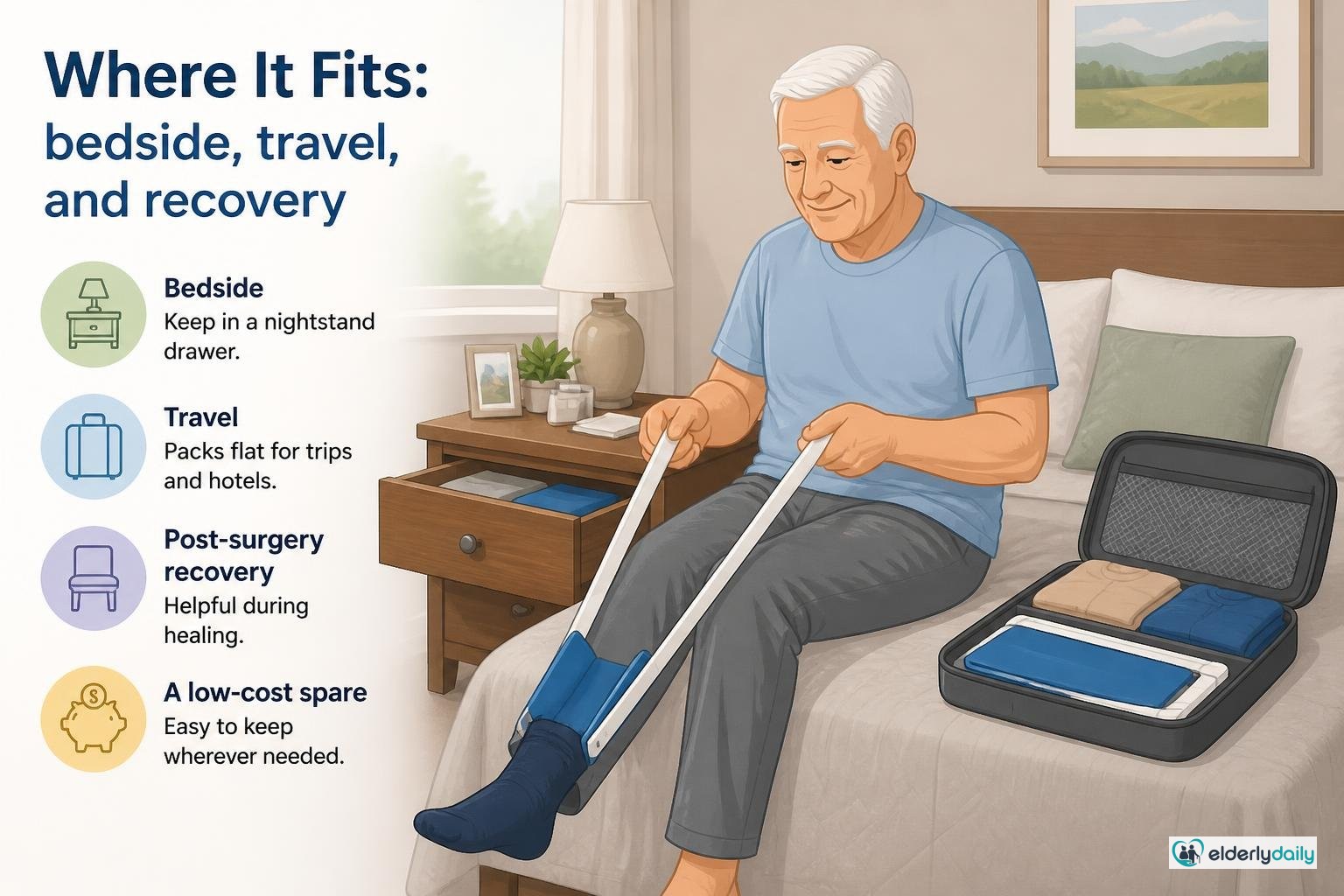 Illustration for Vive Sock Aid Review: Best Overall Sock Aid for Seniors (2026): Where it fits: bedside, travel, and recovery