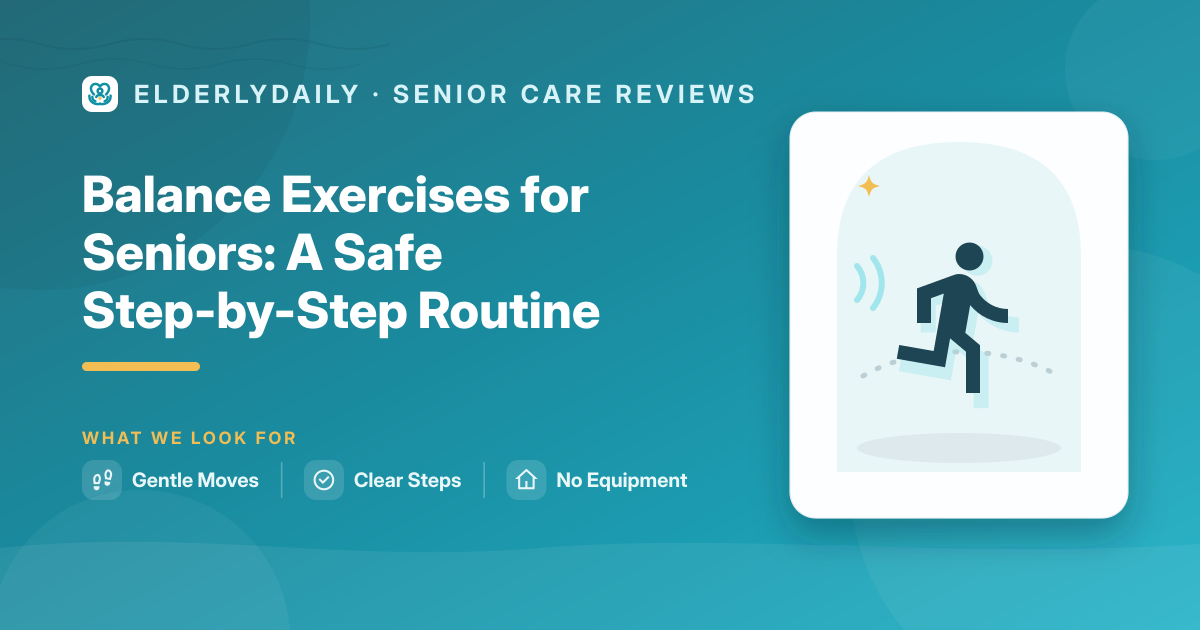 Senior practising a supported balance exercise at home